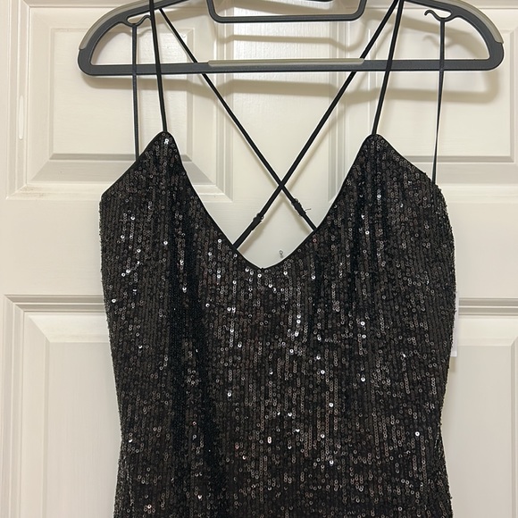 NWT Black Sequin Dress With Side Slit Size 12 - Picture 2 of 16